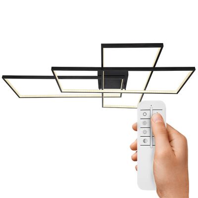 Plafoniera nera in plastica, Terri, 100W, bianco regolabile tra caldo e freddo LED, con telecomando