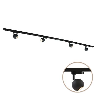 2M sistema di illuminazione a binario monofasico nero + 4 Alco faretti a binario