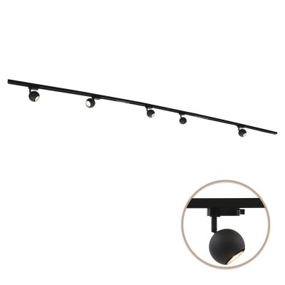 3M sistema di illuminazione a binario monofasico nero + 5 Alco faretti a binario