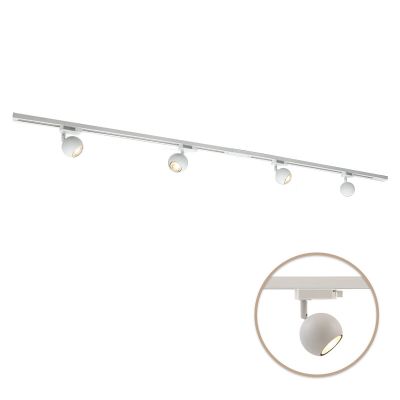 2M sistema di illuminazione a binario monofasico bianco + 4 Alco faretti a binario