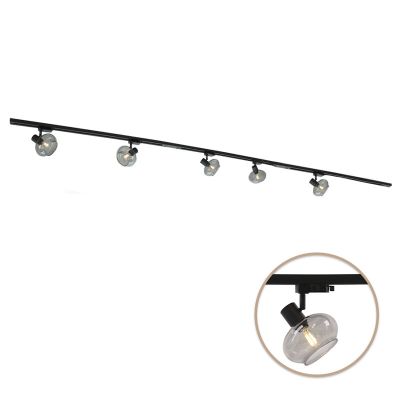3M sistema di illuminazione a binario monofasico nero + 5 Skip faretti a binario
