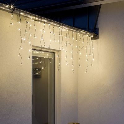 12 metri luci a cascata collegabile, alta 70 cm, bianco caldo, IP44, base