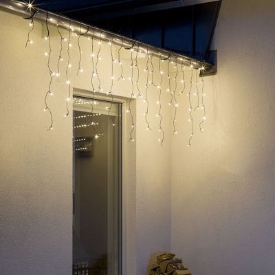 3 metri luci a cascata collegabile, alto 70 cm, bianco caldo, IP44, base