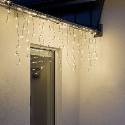 6 metri luci a cascata collegabile, alte 70 cm, bianco caldo, IP44, base