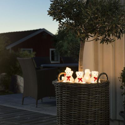 5 LED Orsi polari con fiocco, per interni ed esterni