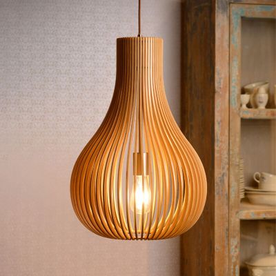 Lampada a sospensione in legno marrone, Bodo