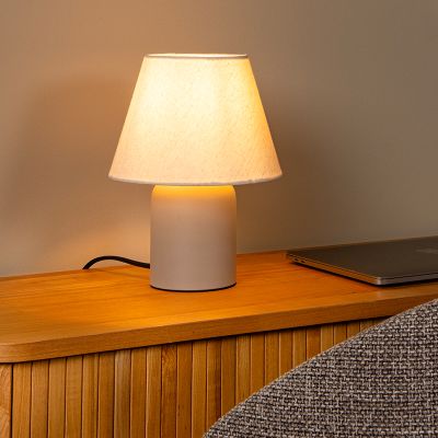 Lampada da tavolo in ceramica beige, Macia, con interruttore