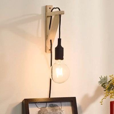 Applique da parete in legno nera, Fix, con interruttore