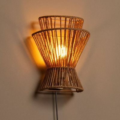 Applique da parete in rattan marrone, Tasman, con interruttore