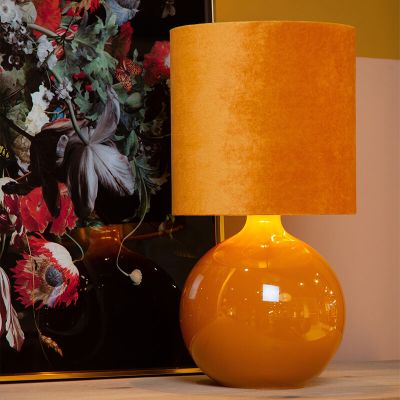 Lampada da tavolo retrò gialla, Esterad, con interruttore