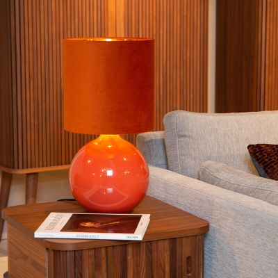 Lampada da tavolo retrò arancione, Esterad, con interruttore