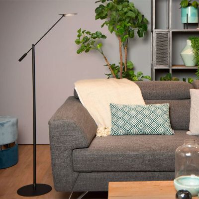 Piantana da lettura da terra moderna nera, Anselmo, 9W, 3000K LED