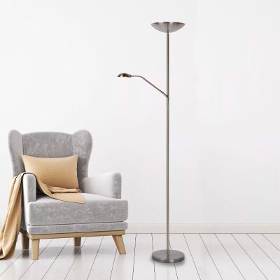Piantana da lettura da terra moderna cromata, Zenith, 20W, 3000K LED