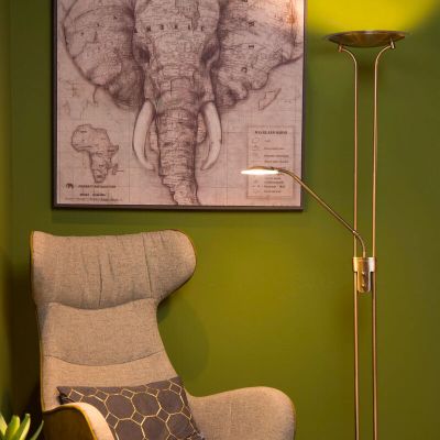 Piantana da lettura da terra moderna di bronzo, Champion, 20W, 3000K LED, con interruttore