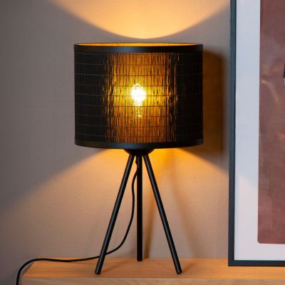 Lampada da tavolo in bambù nera, Tagalog, con interruttore