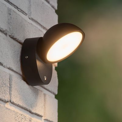 Applique da esterno con sensore crepuscolare moderna nera, Finn, 12W, 3000K LED, IP54