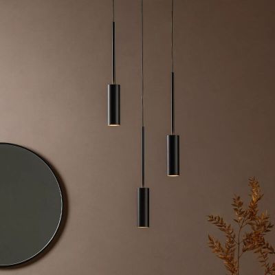 Lampada a sospensione moderna nera, Tubule