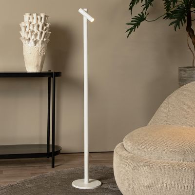 Lampada da terra ricaricabile moderna bianca, Antrim, 2,2W, 2700K LED, IP54, controllo touch