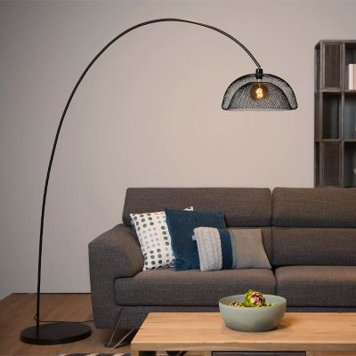 Lampada ad arco moderna nera, Mesh, con interruttore