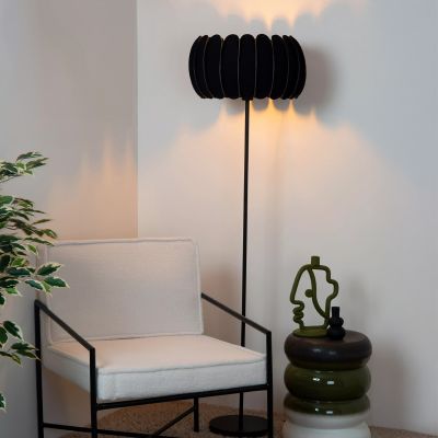 Lampada da terra moderna nera, Spencer, con interruttore