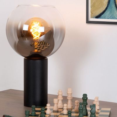 Lampada da tavolo moderna nera, Marius, con interruttore