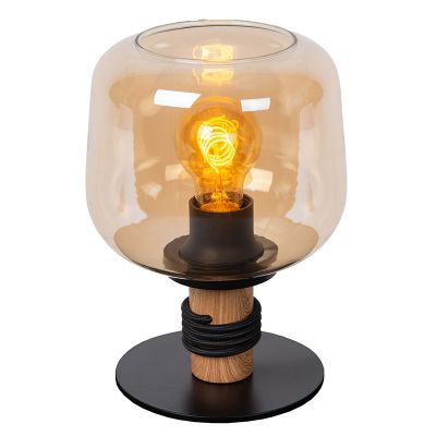 Lampada da tavolo retrò ambrata, Ilona, con interruttore