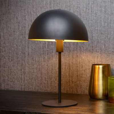 Lampada da tavolo moderna nera, Siemon, con interruttore