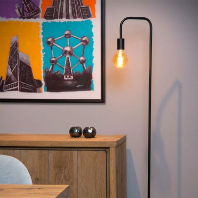 Lampada da terra moderna nera, Lorin, con interruttore