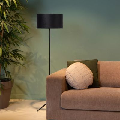 Lampada da terra moderna nera, Tondo, con interruttore