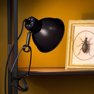 Lampada con morsetto retrò nera, Moys, con interruttore