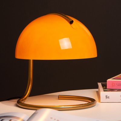 Lampada da tavolo retrò arancione, Cato, con interruttore