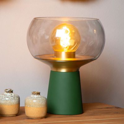 Lampada da tavolo retrò verde, Farris, con interruttore