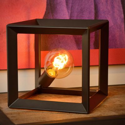Lampada da tavolo retrò grigia, Thor, con interruttore