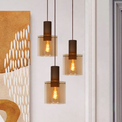 Lampade a sospensione per tavolo da pranzo vintage ambrata, Toledo