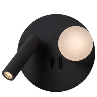 Lampada per camera da letto moderna nera, Matiz, 3,5W, 3000K LED, con interruttore