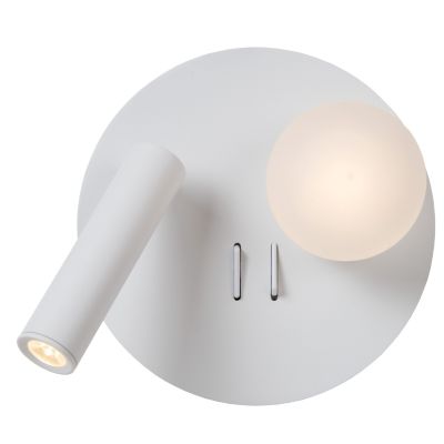 Lampada per camera da letto moderna bianca, Matiz, 3,5W, 3000K LED, con interruttore