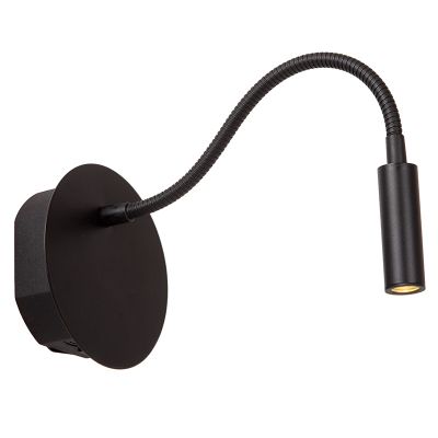 Lampada per camera da letto moderna nera, Jolijn, 2W, 3000K LED, con interruttore