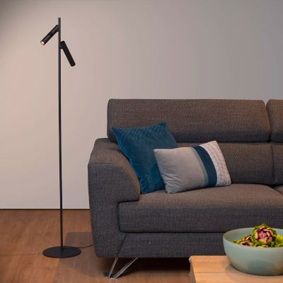 Piantana da lettura da terra moderna nera, Philon, 4,5W, 3000K LED, controllo touch