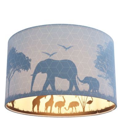 Lampada da soffitto per bambini blu in tessuto, Safari