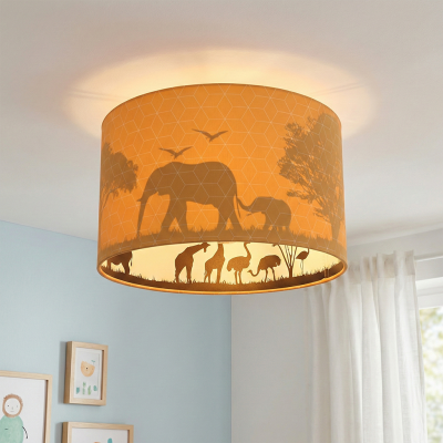 Lampada da soffitto per bambini arancione in tessuto, Safari
