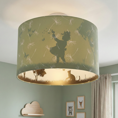 Lampada da soffitto per bambini verde in tessuto, Butterfly