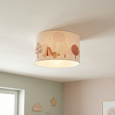 Lampada da soffitto per bambini bianca in tessuto, Forest life