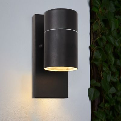 Applique da esterno con sensore crepuscolare nera moderna, Pedro, IP44