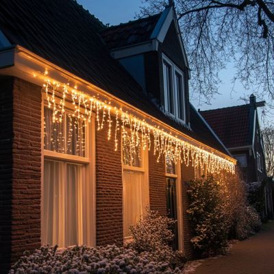 Illuminazione ghiacciolo collegabile da 6 m, cavo nero, IP67, altezza 70 cm - Bianco caldo