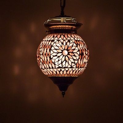 Lampada a sospensione orientale viola in mosaico, Nisrin