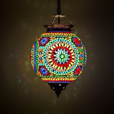Lampada a sospensione orientale multicolore in mosaico, Aziza