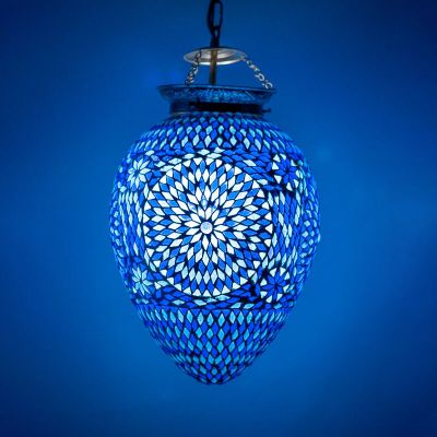 Lampada a sospensione orientale blu in mosaico, Isa