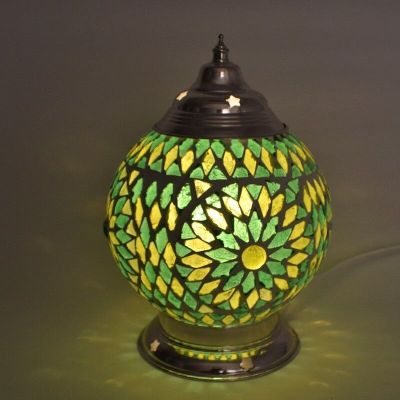 Lampada da tavolo orientale verde in mosaico, Sabri