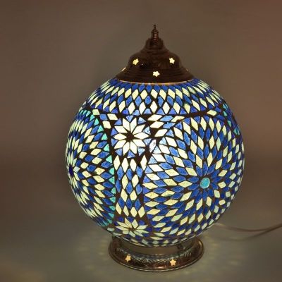 Lampada da tavolo orientale blu in mosaico, Dalil