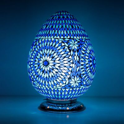 Lampada da tavolo orientale blu in mosaico, Lara